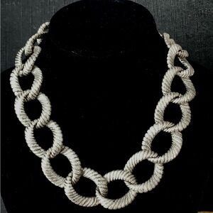 Chico’s Chainlink Statement Necklace Brushed Silver